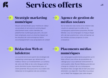 site web rocket agence numerique Service
