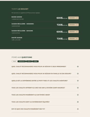 bloc tarifs + bloc faq 2800 du parc site web