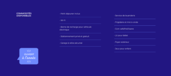 Bloc caractéristiques- Site web bleu gîtes