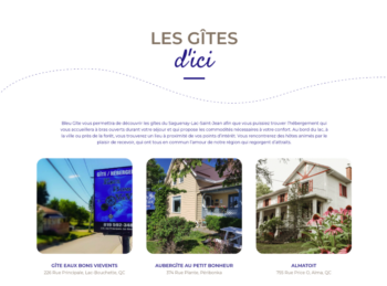Bloc liste de gîtes - Site web bleu gîtes