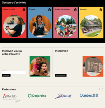 Site interne OBNL Patro Jonquiere - page accueil