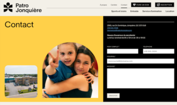 Site interne OBNL Patro Jonquiere - page contact
