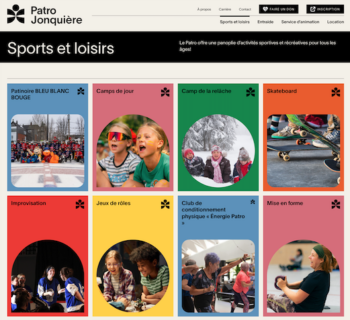 Site interne OBNL Patro Jonquiere - page sport loisirs