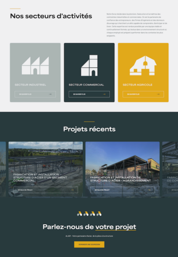 Aliar conception web industrielle - Bloc secteur et projets