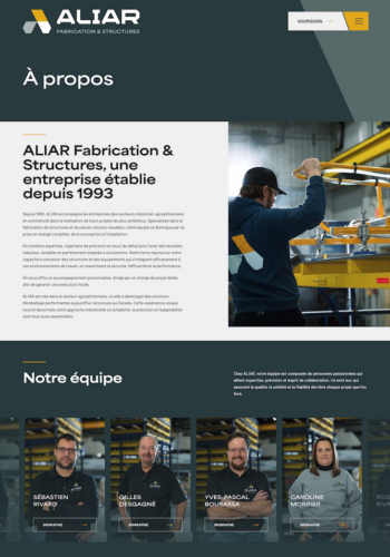 Aliar conception web industrielle - Page à propos