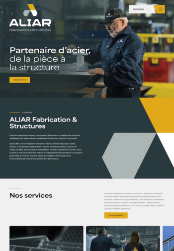 Aliar conception web industrielle - Page accueil