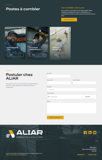 Aliar conception web industrielle - Page Carriere