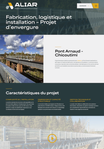 Aliar conception web industrielle - Page projet